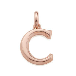 Monica Vinader C Pendant Charm 18ct Rose Gold New